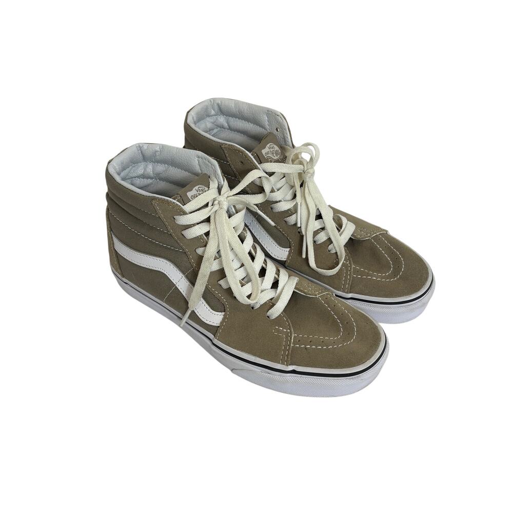 VANS -SK8 Hi Top Canvas/Suede Lace Up Sneakers-Beige/White-Women 8.5/Men 6.5